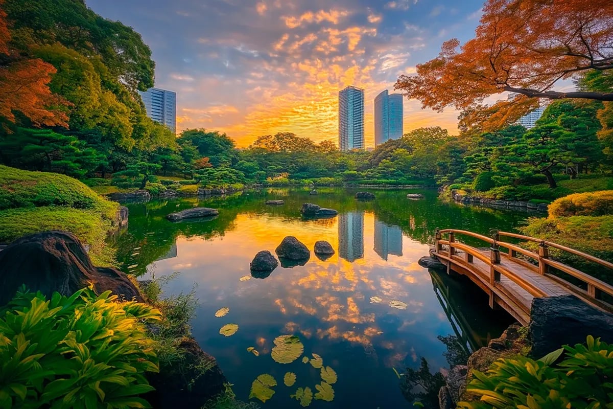 New Digital Carbon Market in Tokyo Targets Small Businesses with Global Offsets_ Landscape view of Shinjuku Gyoen Park in Tokyo_visual 1