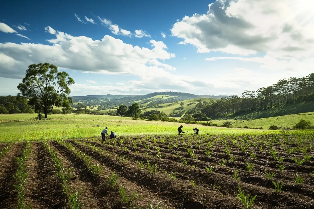 New Funding in Australia Supports Tree Planting and Carbon Credit Projects_Landscape view of forestry and farming project, part of Victoria’s Trees on Farms initiative_visual 1