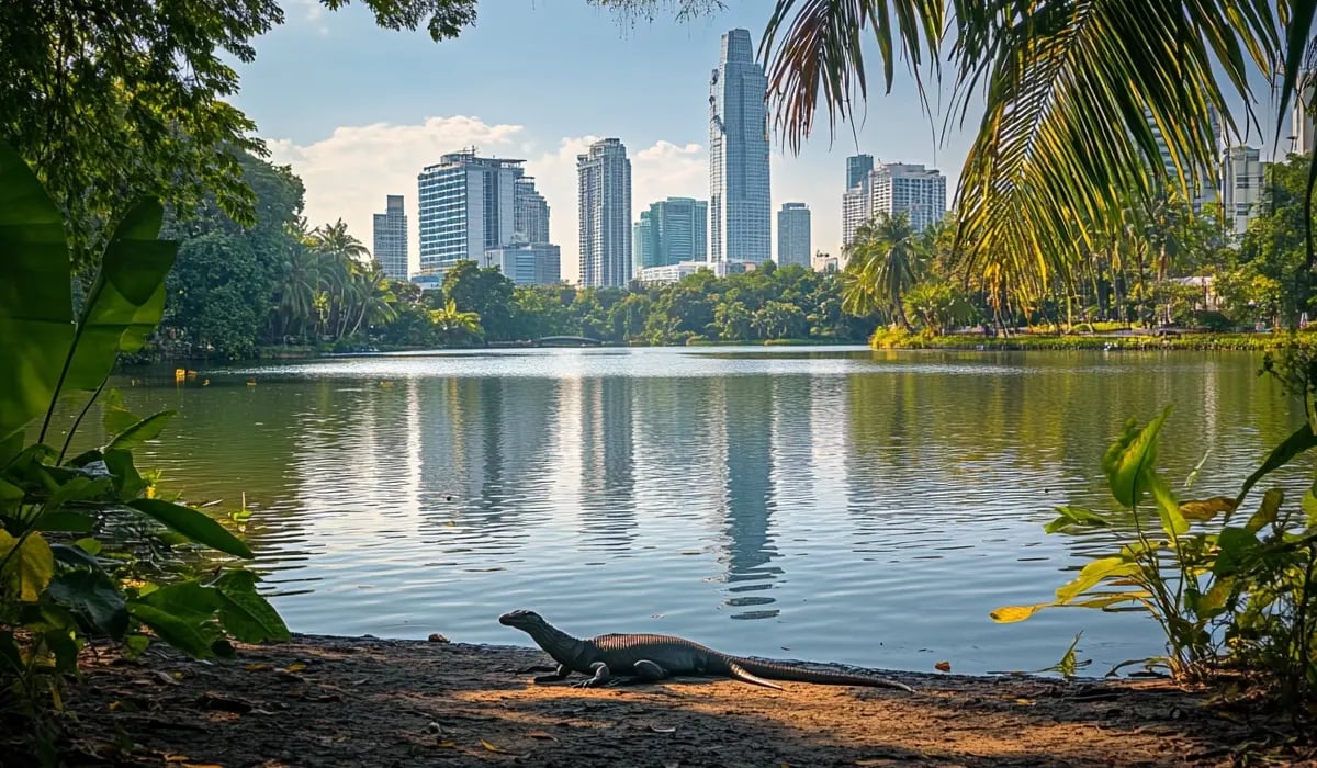 Singapore and Thailand Sign Landmark ASEAN Carbon Market Agreement_Water monitor lizard seen at the front of Lumphini Park, the green heart of Bangkok_featured